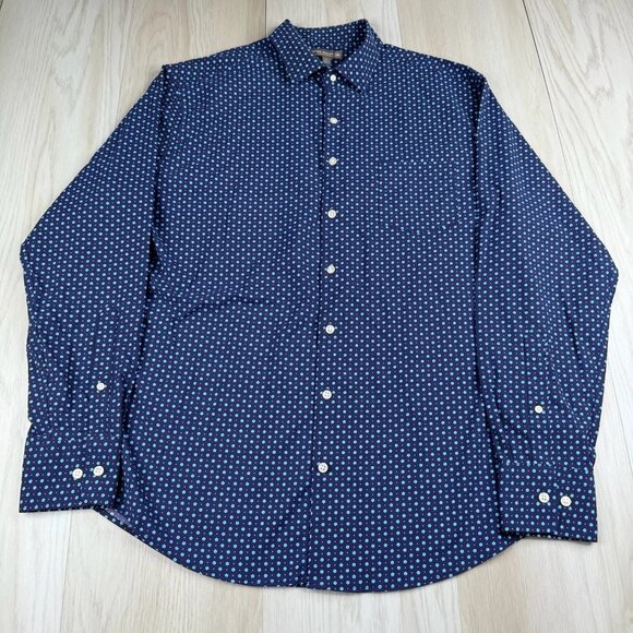 Peter Millar Summer Comfort Mens Blue Floral Modern Button Up Shirt Size Large - Picture 1 of 8